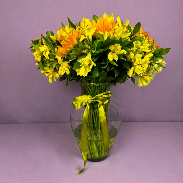 10 Girasoles y alstroemelia